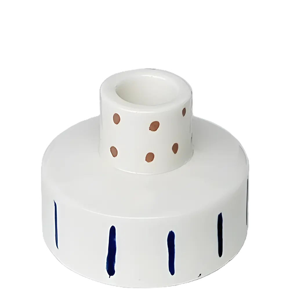 Green-Life handpainted ceramic candle stick holder GF25CH934, suitable for craft-focused candle collections and small-batch private label programs.