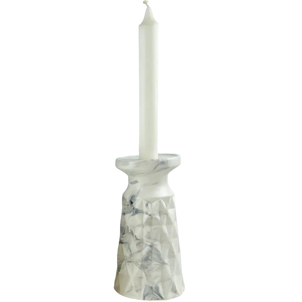Green-Life ceramic candle stick holder GF25CH982 with marble swirl effect, offering natural stone-like appearance for premium candle branding.
