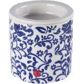 Green-Life ceramic tart warmer GF24ET1002E1 with decal decoration, designed for detailed pattern application and stable mass production in OEM fragrance programs.