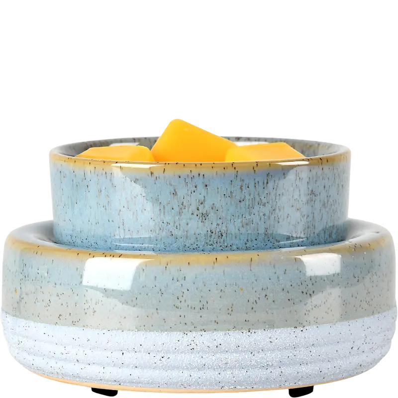 Green-Life ceramic tart warmer GF24ET1125E39 with kiln change glaze, featuring unique reactive finish for differentiated fragrance collections and artistic product lines.