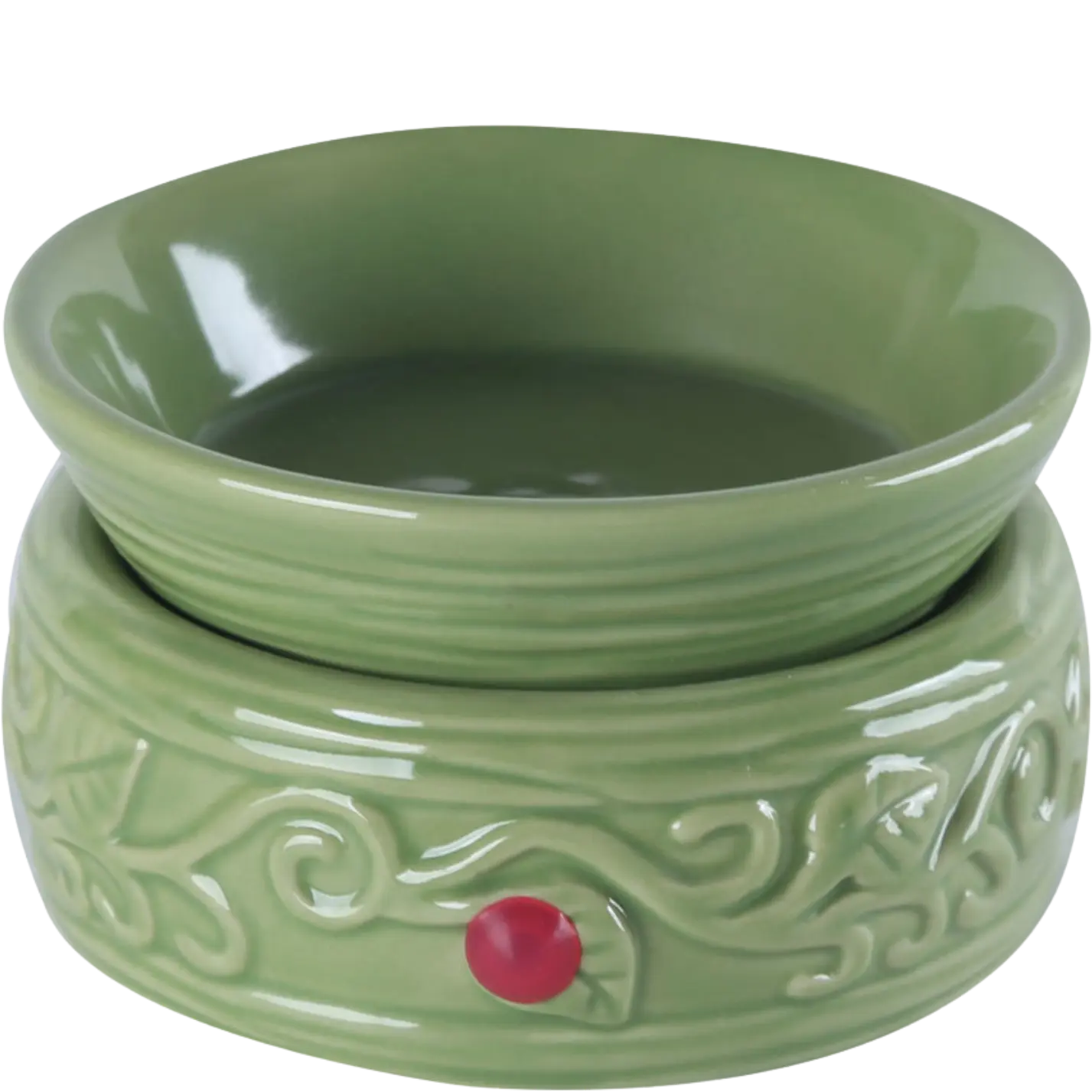 Green-Life ceramic tart warmer GF24ET1195E1 with kiln change glaze, featuring unique reactive finish for differentiated fragrance collections and artistic product lines.