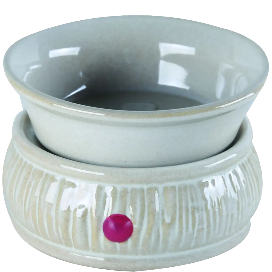 Green-Life ceramic tart warmer GF24ET1196E1 with kiln change glaze, featuring unique reactive finish for differentiated fragrance collections and artistic product lines.