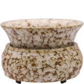 Green-Life ceramic tart warmer GF24ET1196E14 with kiln change glaze, featuring unique reactive finish for differentiated fragrance collections and artistic product lines.