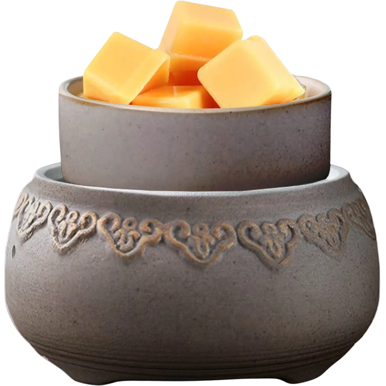 Green-Life ceramic tart warmer GF24ET1376E13 with kiln change glaze, featuring unique reactive finish for differentiated fragrance collections and artistic product lines.