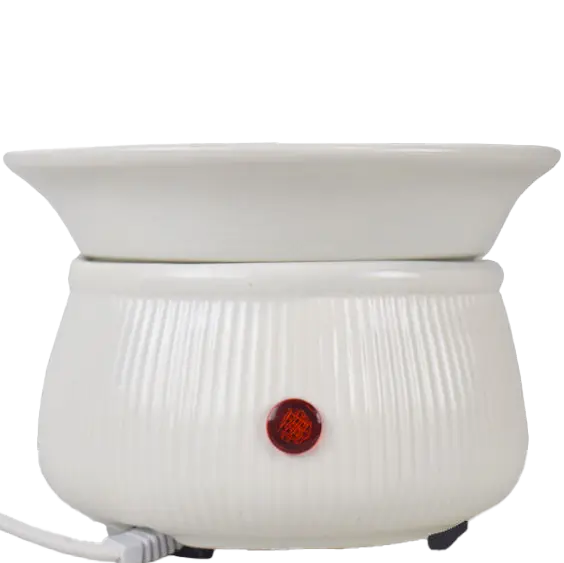 Green-Life ceramic tart warmer GF24ET1391E13 with kiln change glaze, featuring unique reactive finish for differentiated fragrance collections and artistic product lines.