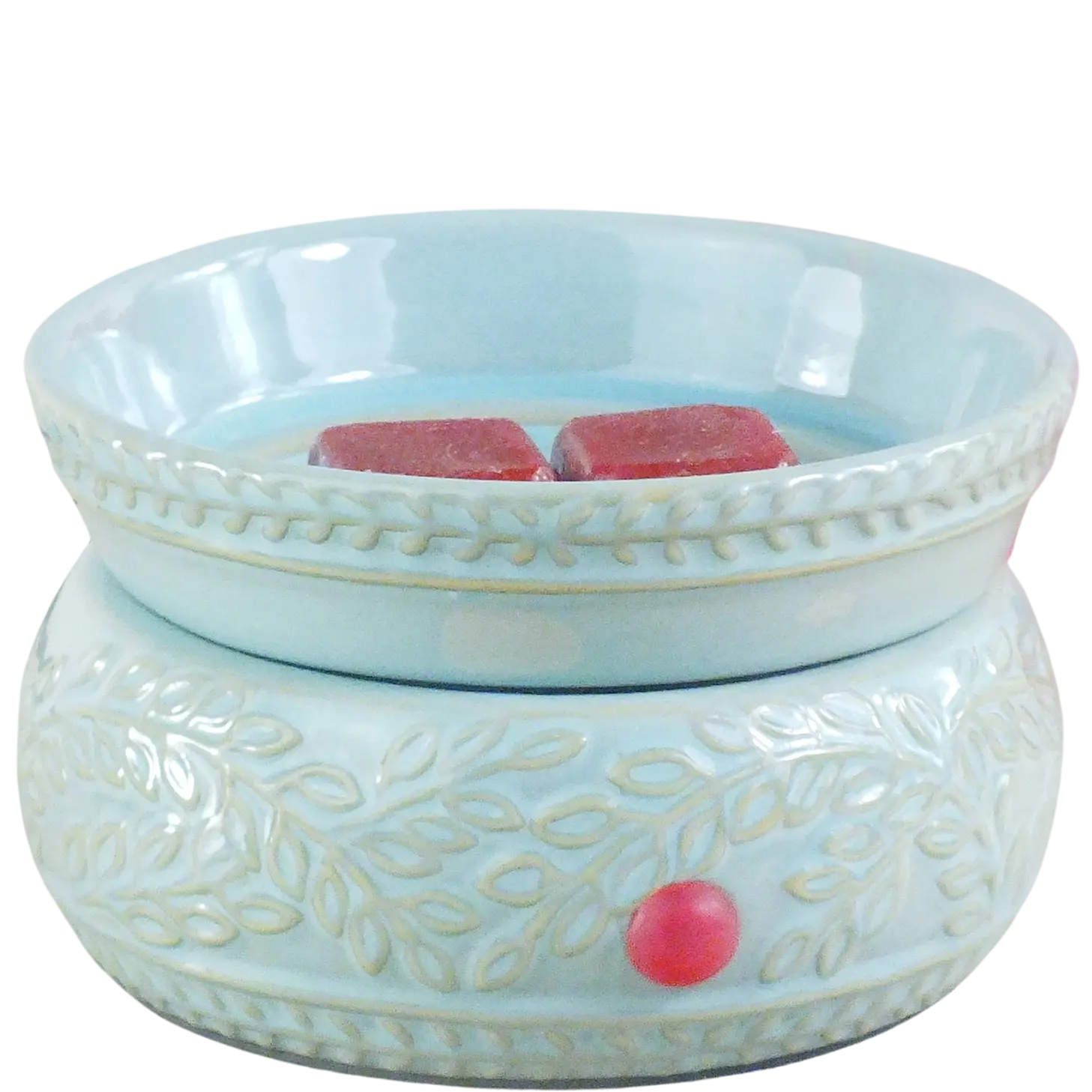 Green-Life ceramic tart warmer GF24ET1463E1 with kiln change glaze, featuring unique reactive finish for differentiated fragrance collections and artistic product lines.
