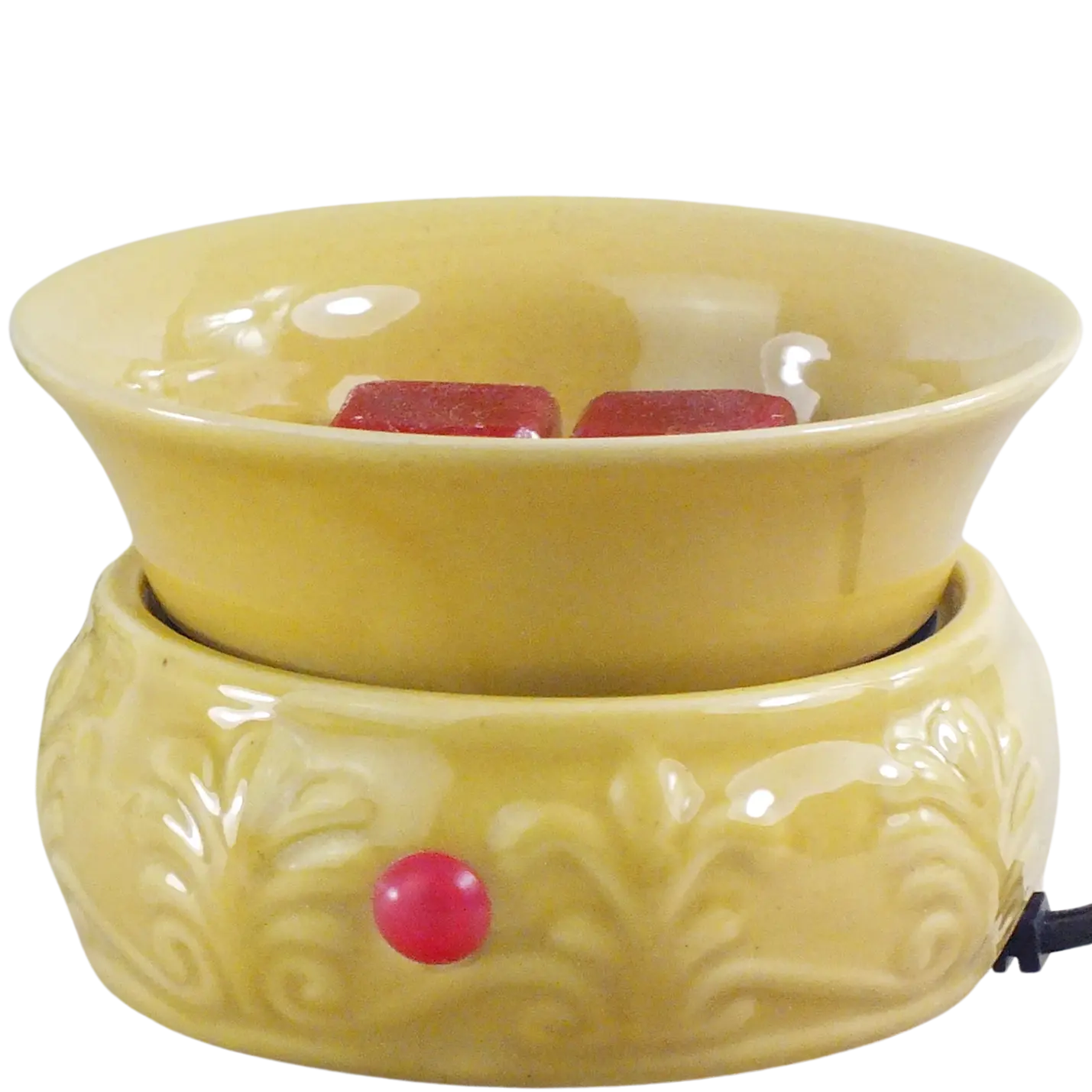 Green-Life ceramic tart warmer GF24ET1464E1 with kiln change glaze, featuring unique reactive finish for differentiated fragrance collections and artistic product lines.