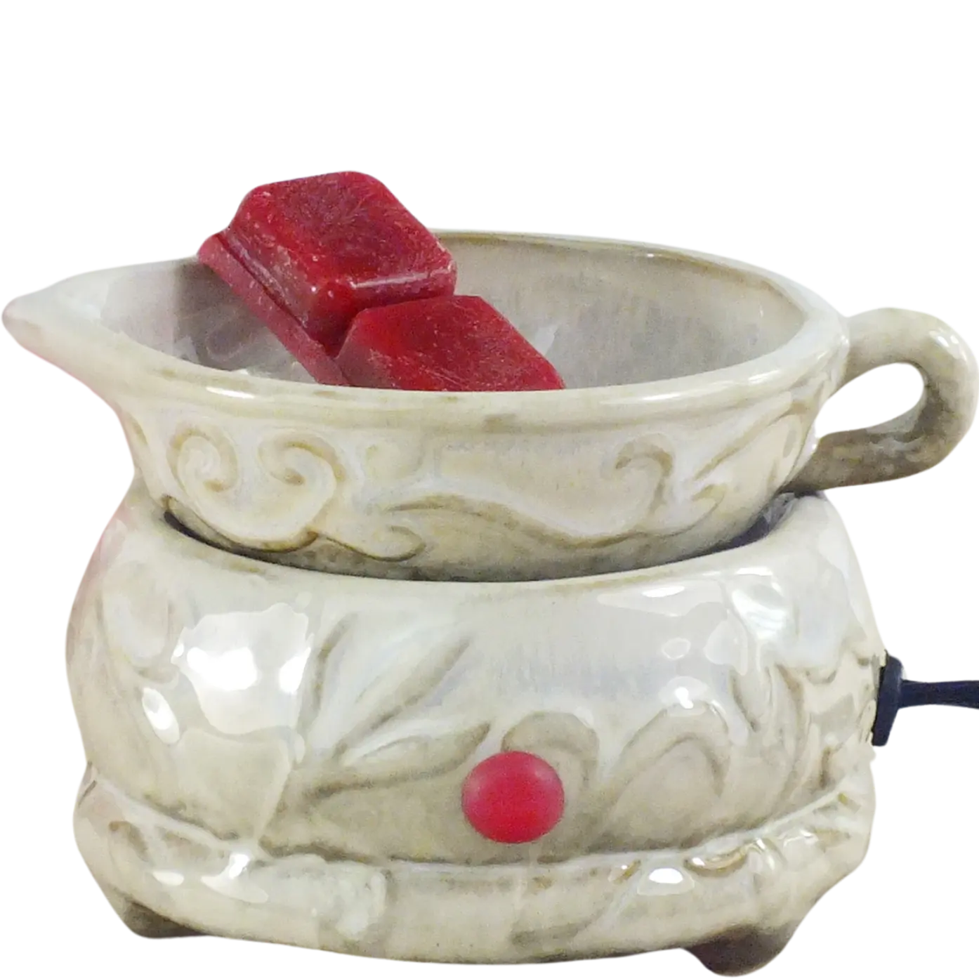 Green-Life ceramic tart warmer GF24ET1466E1 with kiln change glaze, featuring unique reactive finish for differentiated fragrance collections and artistic product lines.