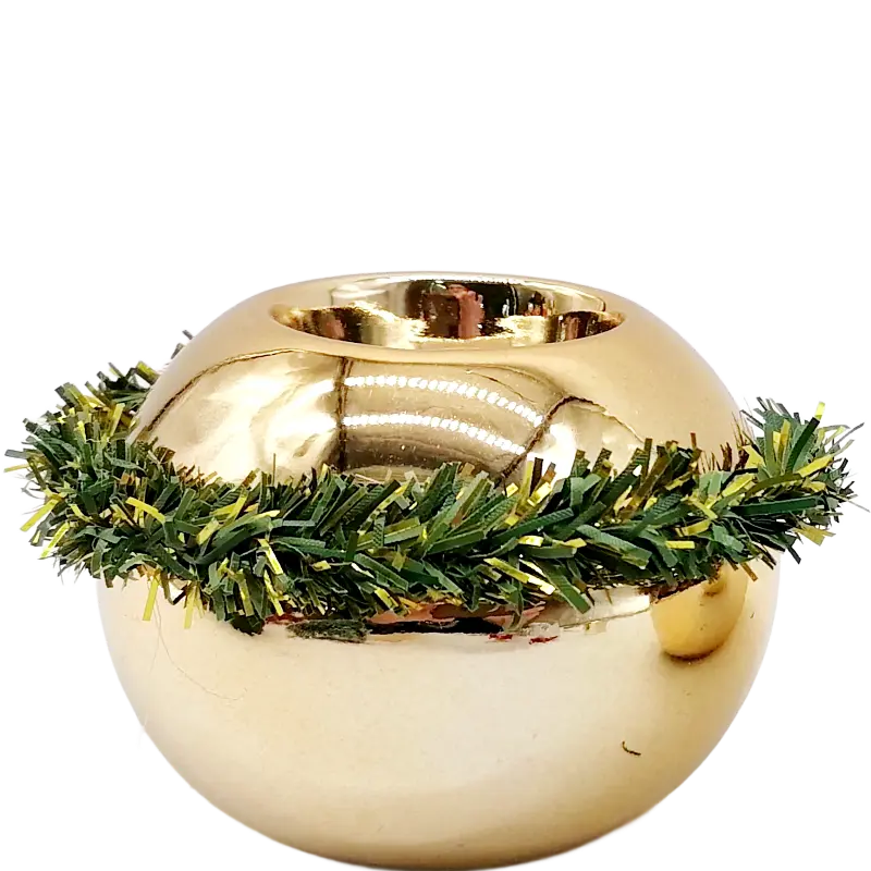 Green-Life ceramic tealight holder GF25CH859 with electroplated finish, offering metallic visual appeal for premium and giftable candle lines.