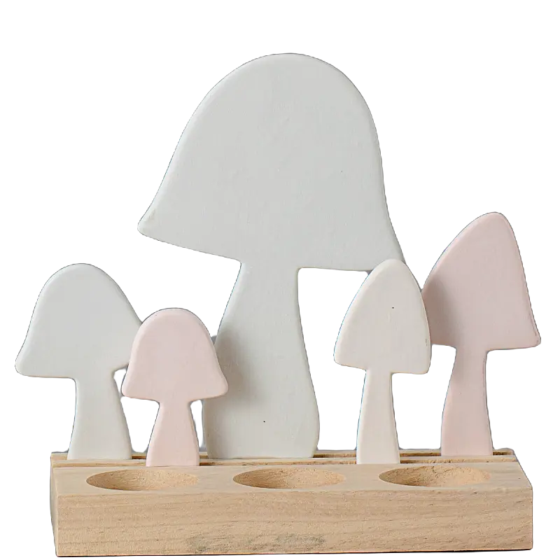 Green-Life ceramic tealight holder GF684A1510 with wood base, offering warm material contrast for lifestyle and natural candle collections.