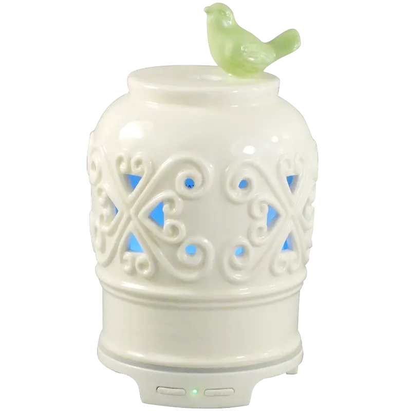 Green-Life ceramic ultrasonic diffuser GLE176148S93 with nature inspired accents, developed for fragrance brands and importers seeking fresh botanical design directions in ultrasonic diffuser ranges.