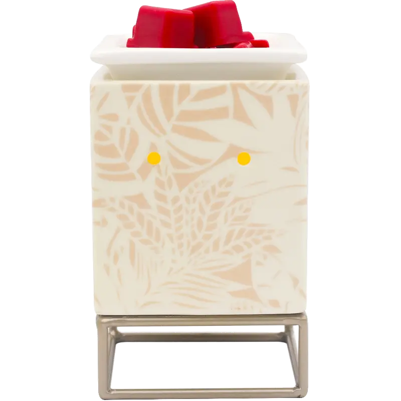 Green-Life ceramic wax melter lamp GF24EB1064E14 with decal decoration using LED and PTC heating system, suitable for US and EU markets with safe and compliant wax melting solutions.