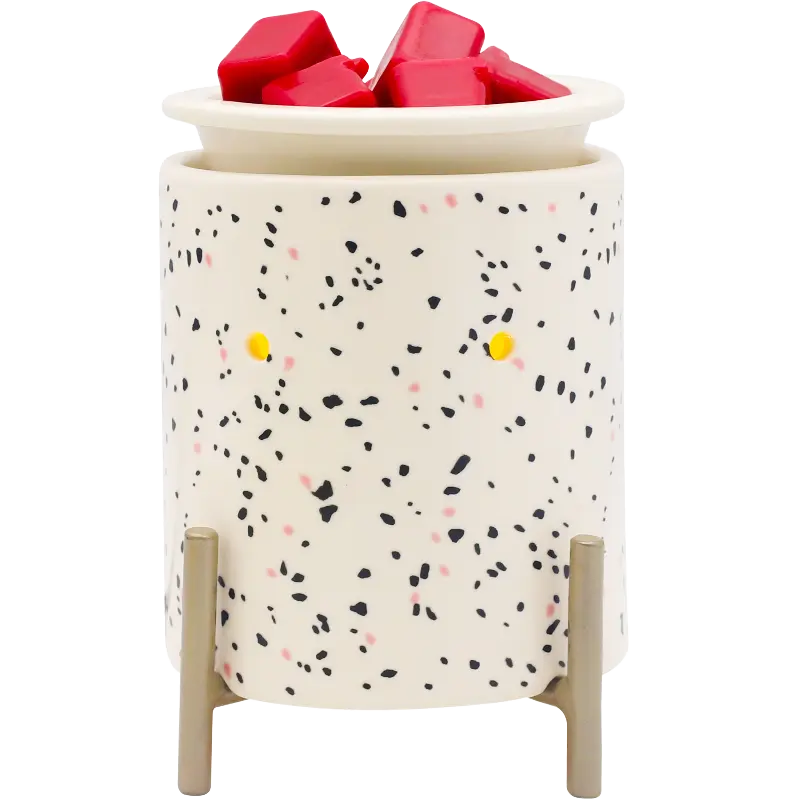 Green-Life ceramic wax melter lamp GF24EB1067E14 with decal decoration using LED and PTC heating system, suitable for US and EU markets with safe and compliant wax melting solutions.
