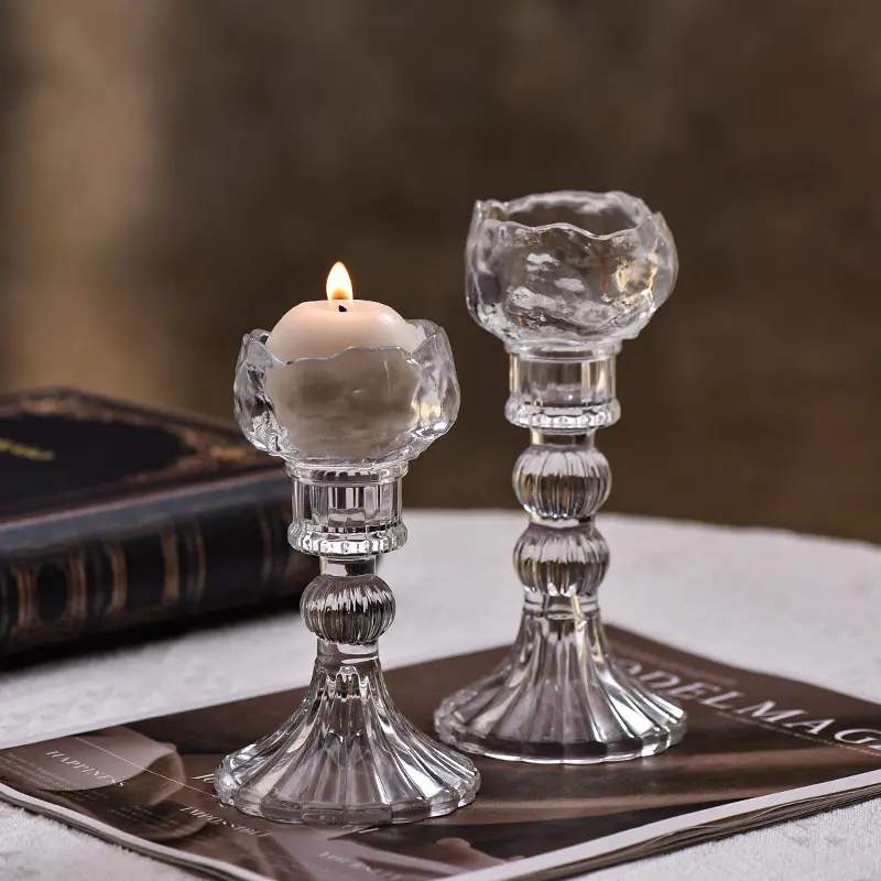 Green-Life glass candle stick holder GF25CH719 with simple modern design, suitable for clean and minimal candle lines and scalable private label programs.