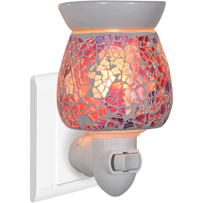 Green-Life mosaic glass plug-in wax warmer GF24EP1442E13 combining decorative lighting and wax melting, suitable for fragrance gift markets and night light retail programs.