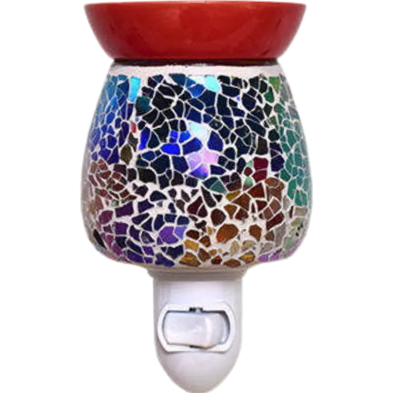 Green-Life mosaic glass plug-in wax warmer GF24EP1443E13 combining decorative lighting and wax melting, suitable for fragrance gift markets and night light retail programs.