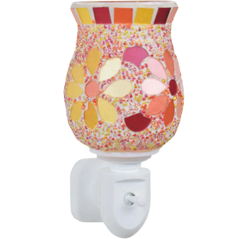 Green-Life mosaic glass plug-in wax warmer GF24EP1450E13 combining decorative lighting and wax melting, suitable for fragrance gift markets and night light retail programs.