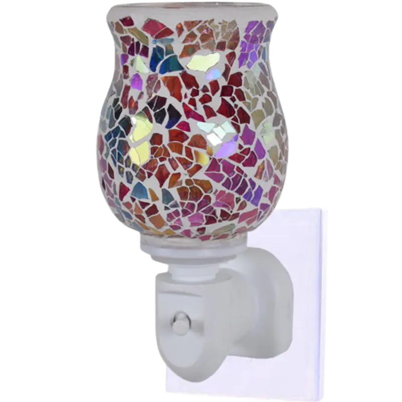 Green-Life mosaic glass plug-in wax warmer GF24EP1451E13 combining decorative lighting and wax melting, suitable for fragrance gift markets and night light retail programs.