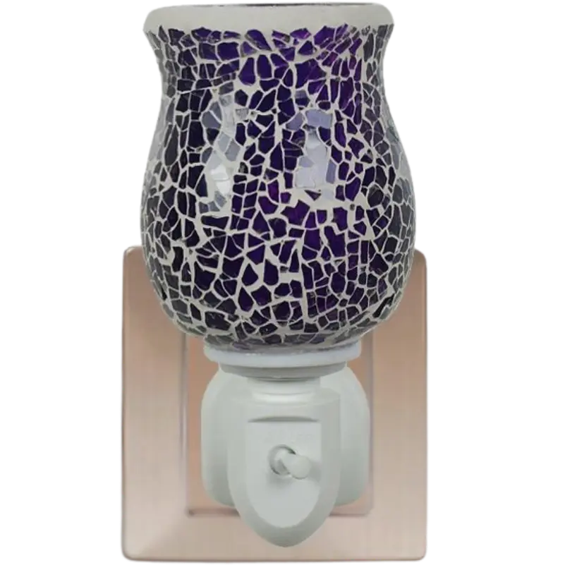 Green-Life mosaic glass plug-in wax warmer GF24EP1454E13 combining decorative lighting and wax melting, suitable for fragrance gift markets and night light retail programs.