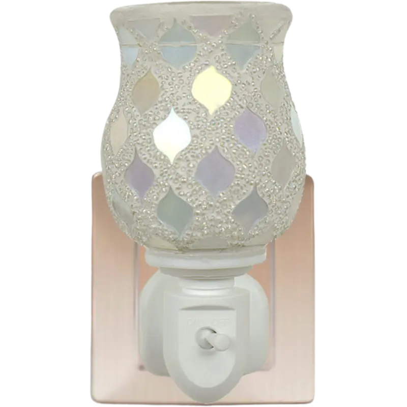 Green-Life mosaic glass plug-in wax warmer GF24EP1458E13 combining decorative lighting and wax melting, suitable for fragrance gift markets and night light retail programs.