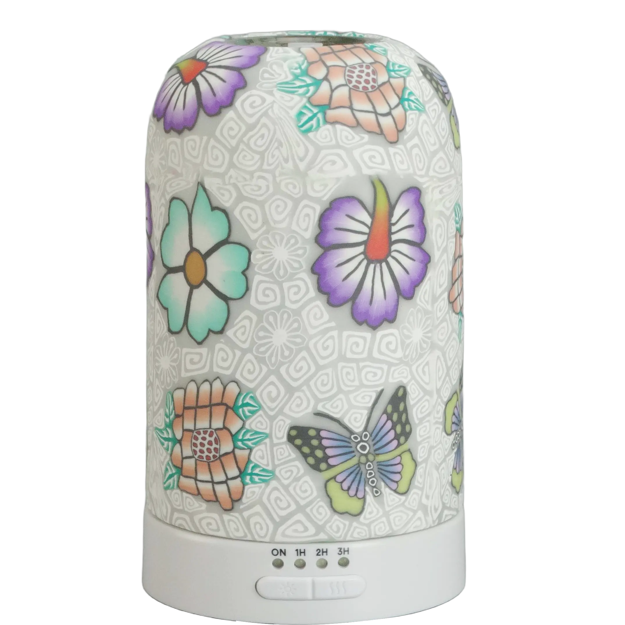 Green-Life glass ultrasonic diffuser GF25EA300E14 with polymer clay decoration, offering handcrafted artistic diffuser concepts for niche fragrance brands and specialty retailers.