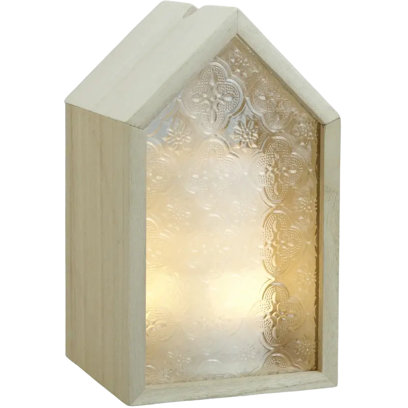 Green-Life glass ultrasonic diffuser GL25EA854 with wood framed decorative structure, blending natural materials with ultrasonic aroma technology for premium home fragrance brands.