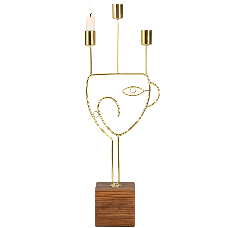 Green-Life metal candle stick holder GF25CH737 with sculptural design, offering strong visual identity for design-driven fragrance brands and statement collections.