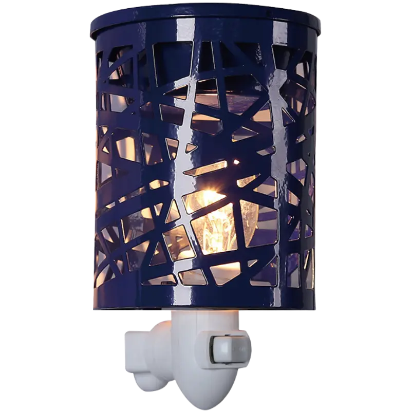 Green-Life metal plug-in wax warmer GF24EP1179E14 with cutout pattern, creating ambient light projection while melting wax for decorative fragrance collections.