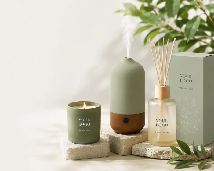 Private label aroma wares collection developed by Green-Life for fragrance brands importers and wholesalers seeking faster lower cost customization and retail ready product solutions