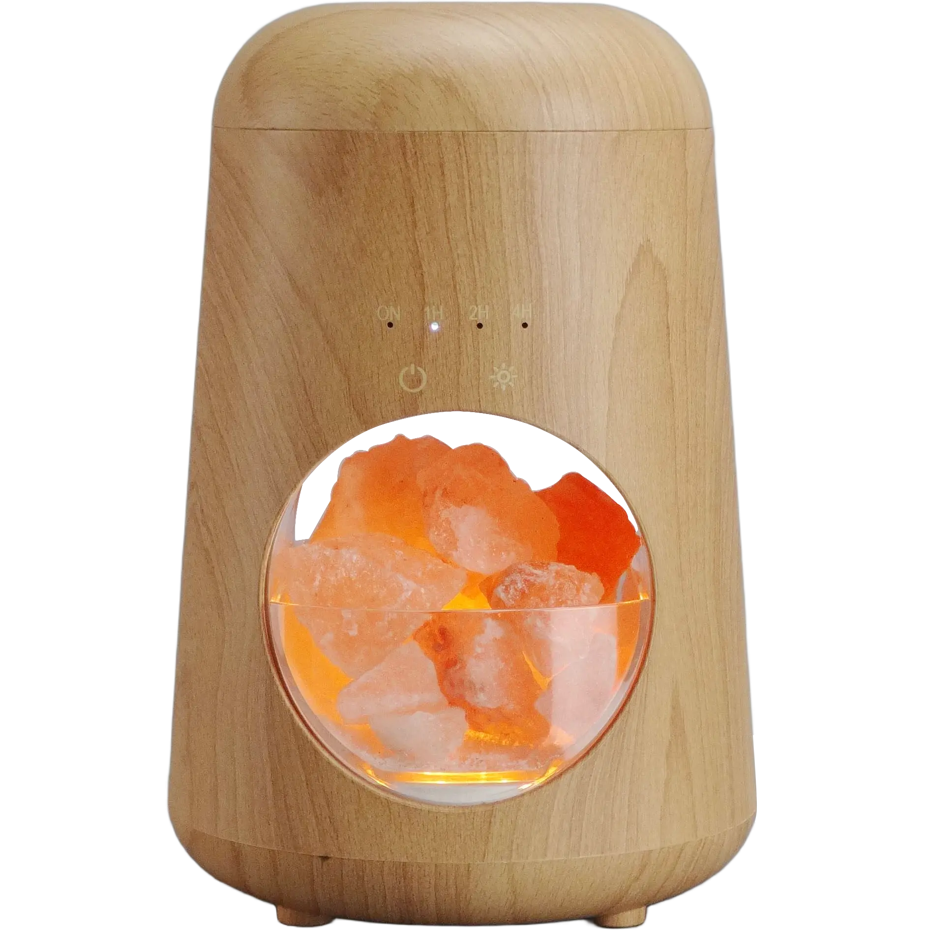 Green-Life plastic ultrasonic diffuser GFY-03E44 with salt warmer 2-in-1 concept, integrating Himalayan salt decoration with ultrasonic aroma diffusion for decorative fragrance product lines.
