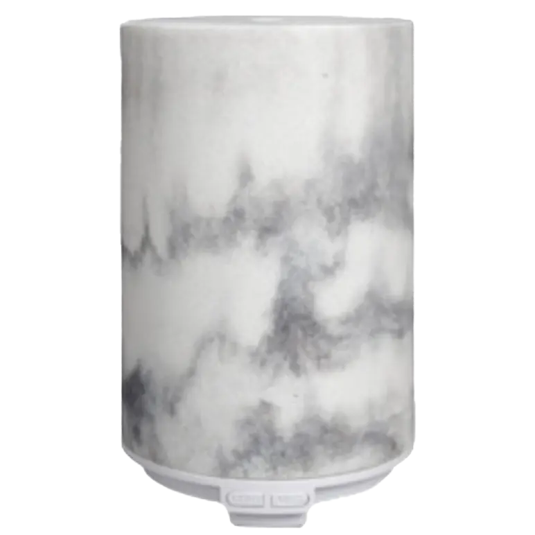 Green-Life transparent resin ultrasonic diffuser GF24EW279E311 with marble swirl pattern, combining artistic resin casting with ultrasonic aroma diffusion for decorative fragrance product lines.