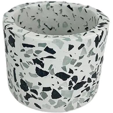 Green-Life cement candle jar GF25CJ106 with terrazzo effect, combining durable material and modern texture for contemporary fragrance collections.