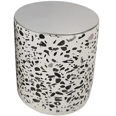 Green-Life cement candle jar GF25CJ108 with terrazzo effect, combining durable material and modern texture for contemporary fragrance collections.