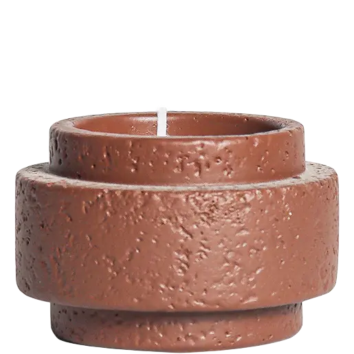 Green-Life cement candle jar GF25IB183 with stone texture surface, inspired by raw mineral finishes for natural and rugged fragrance product lines.