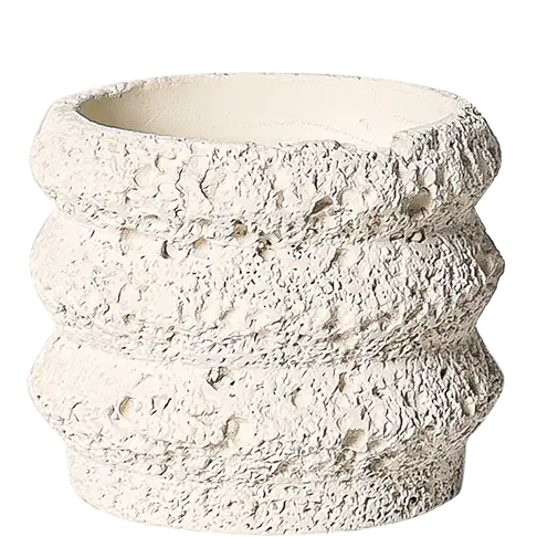 Green-Life cement candle jar GF25IB186 with stone texture surface, inspired by raw mineral finishes for natural and rugged fragrance product lines.