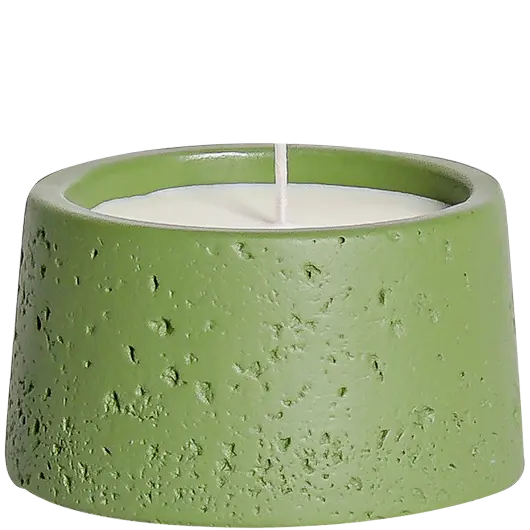 Green-Life cement candle jar GF25IB190 with stone texture surface, inspired by raw mineral finishes for natural and rugged fragrance product lines.