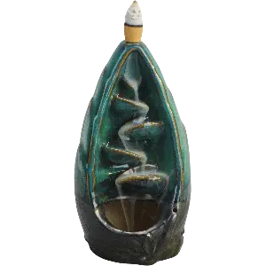Green-Life traditional ceramic backflow incense burner GL24IB680C offering classic forms with cascading smoke effect, suitable for specialty fragrance collections and gift markets