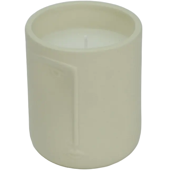 Green-Life ceramic candle jar GF160C102 with sculptural design such as face-inspired forms, developed for modern home décor fragrance collections and design-driven brands.