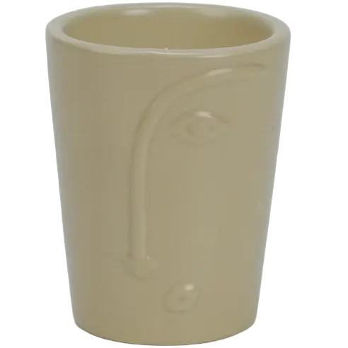 Green-Life ceramic candle jar GF162C102 with sculptural design such as face-inspired forms, developed for modern home décor fragrance collections and design-driven brands.