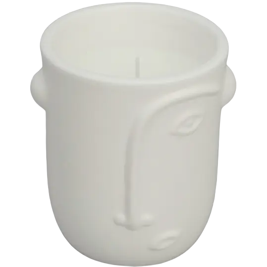 Green-Life ceramic candle jar GF178C102 with sculptural design such as face-inspired forms, developed for modern home décor fragrance collections and design-driven brands.