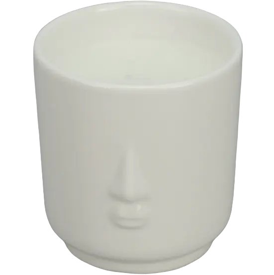 Green-Life ceramic candle jar GF208C102 with sculptural design such as face-inspired forms, developed for modern home décor fragrance collections and design-driven brands.