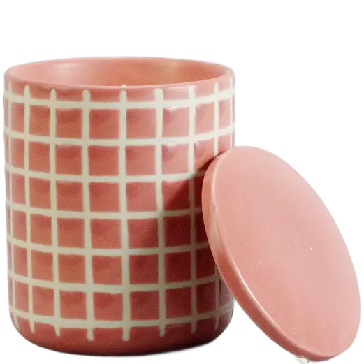 Green-Life ceramic candle jar GF2207302C32 with cutout pattern, combining light projection and fragrance performance for decorative candle collections.