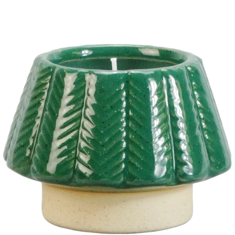 Green-Life ceramic candle jar GF23010C56 with holiday and seasonal themes, supporting festive fragrance collections and promotional OEM candle programs.