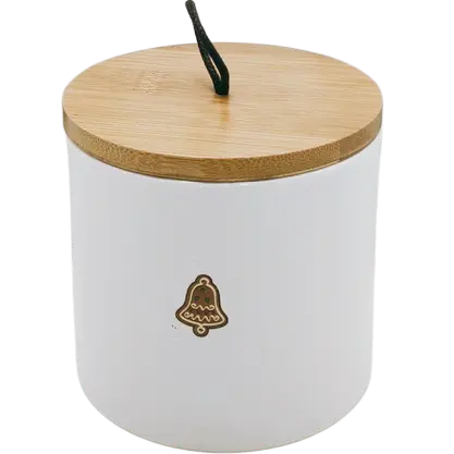 Green-Life ceramic candle jar GF25CJ057 with decal decoration, supporting detailed graphic application and scalable production for private label fragrance brands.