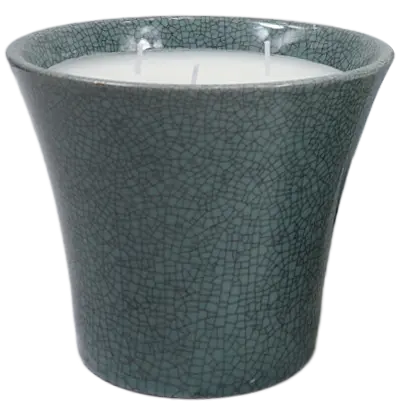 Green-Life ceramic candle jar GF25CJ07911 with crackle glaze finish, offering vintage texture and distinctive surface effect for premium fragrance collections.
