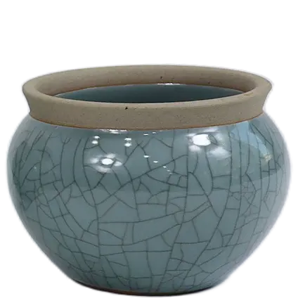 Green-Life ceramic candle jar GF25CJ08211 with crackle glaze finish, offering vintage texture and distinctive surface effect for premium fragrance collections.