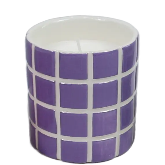 Green-Life ceramic candle jar GF25CJ122 with cutout pattern, combining light projection and fragrance performance for decorative candle collections.