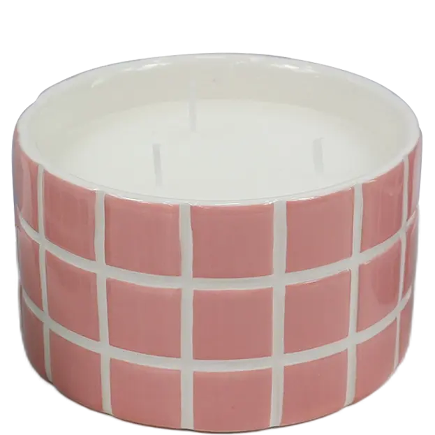 Green-Life ceramic candle jar GF25CJ128 with cutout pattern, combining light projection and fragrance performance for decorative candle collections.