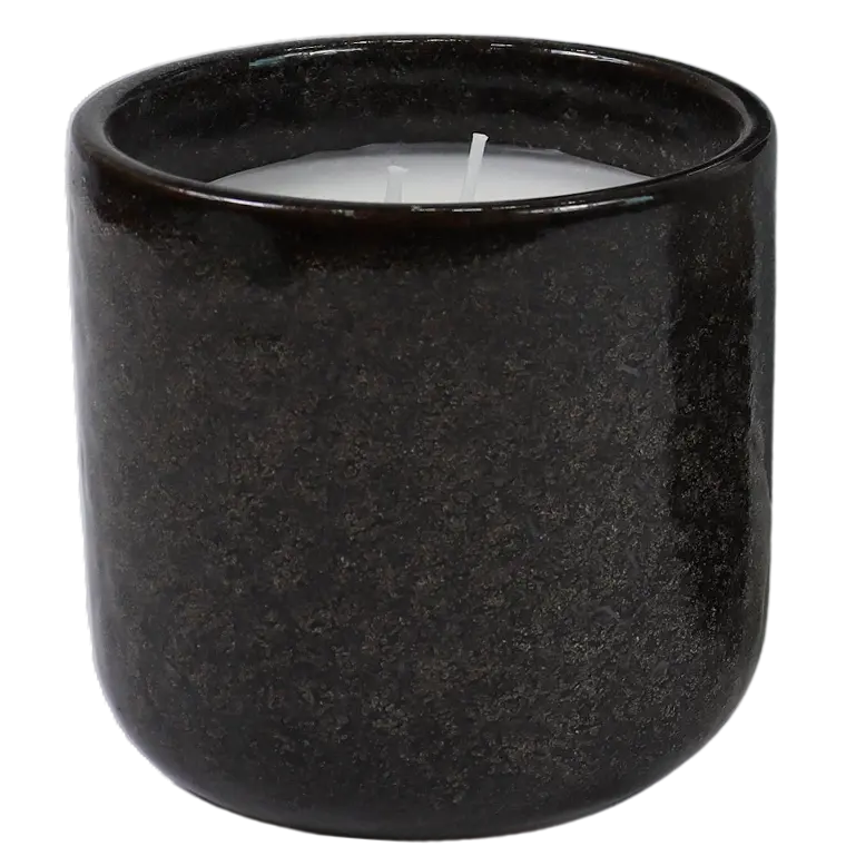 Green-Life ceramic candle jar GF25CJ215 with kiln change glaze, featuring unique reactive finishes for artistic and high-value fragrance product lines.