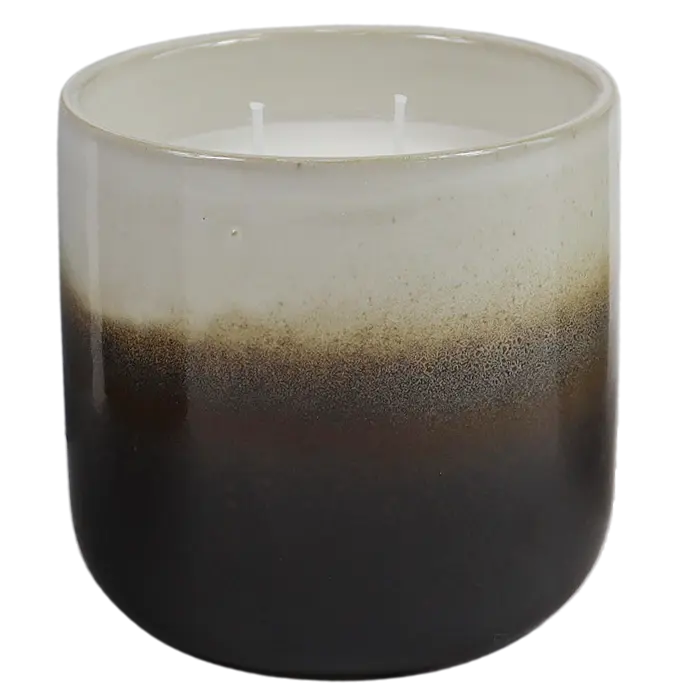 Green-Life ceramic candle jar GF25CJ216 with kiln change glaze, featuring unique reactive finishes for artistic and high-value fragrance product lines.